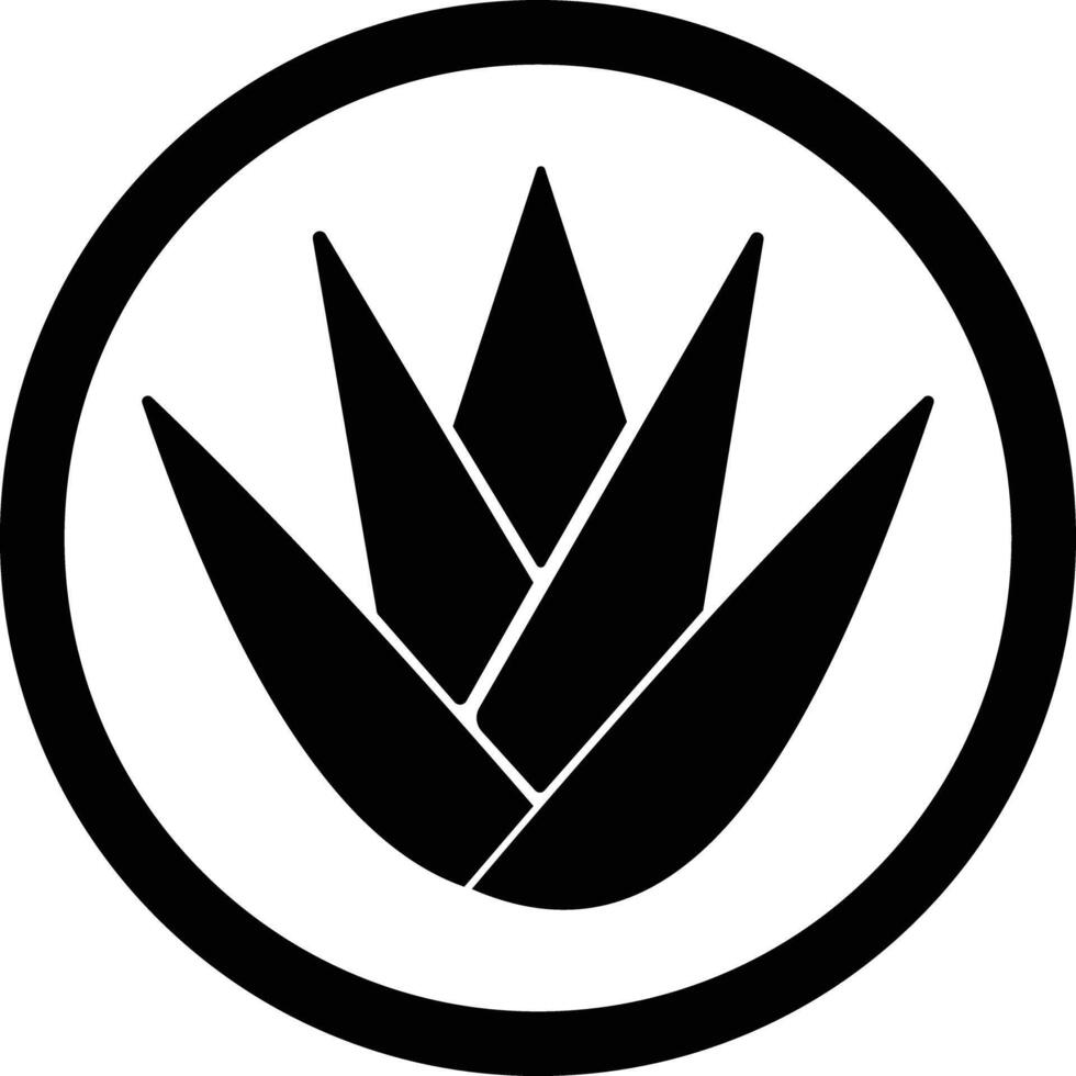 agave icon. outline style design on white background. black circle. vector
