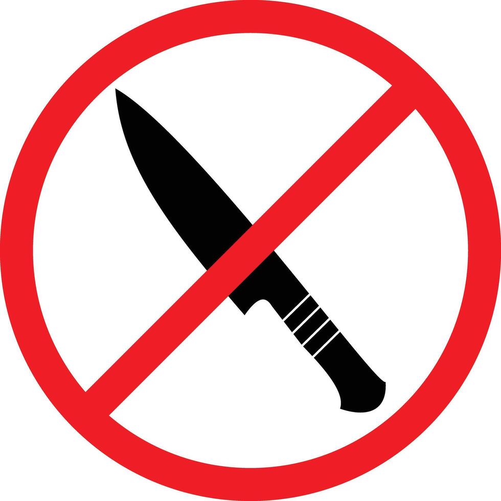 No Knife icon, Sharp Objects Allowed Sign. Restriction Icon. red circle. illustration vector