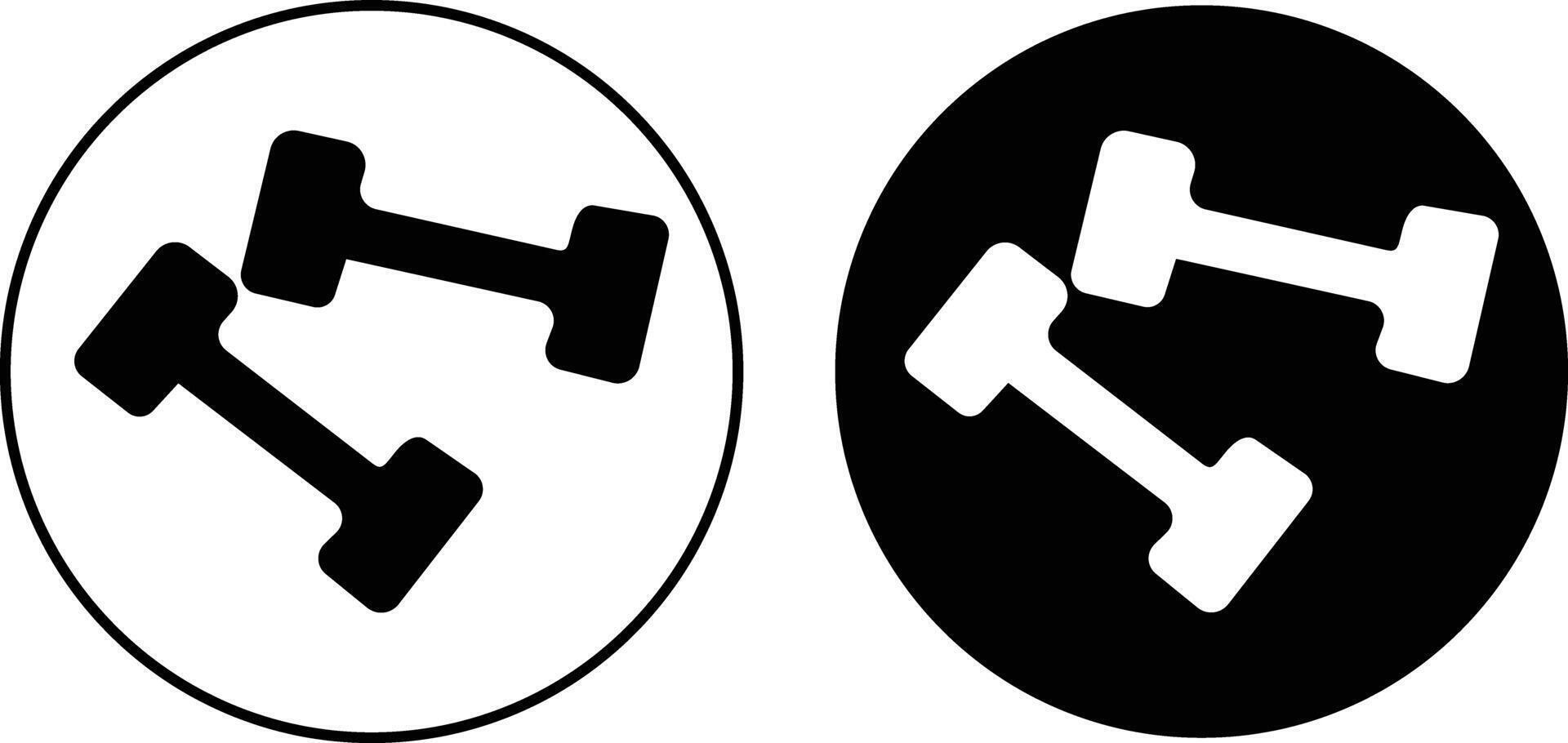 Dumbbell icon set. Line and glyph dumbbell weight . Gym dumbbell collection white and black circle. illustration vector