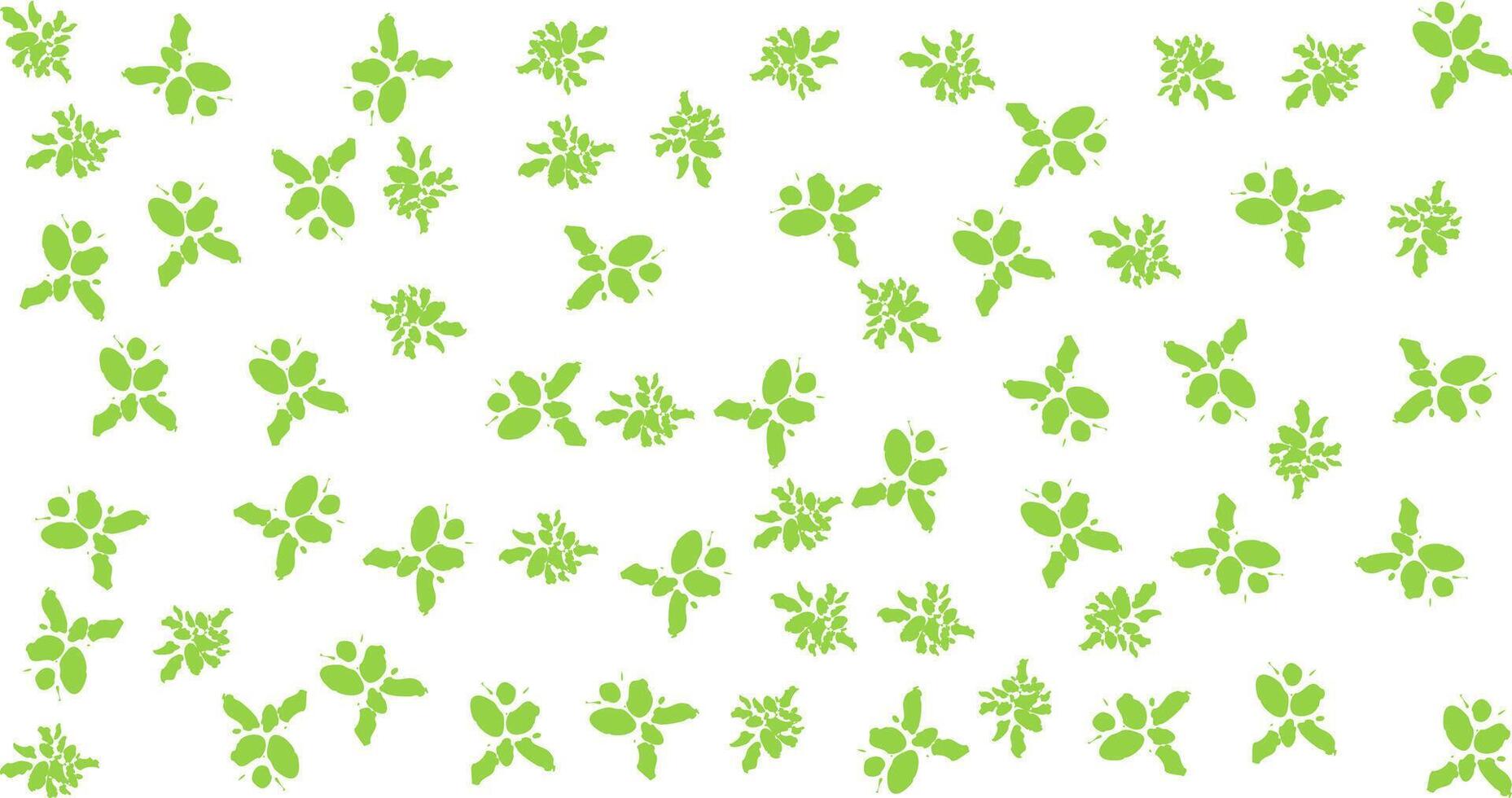 Pattern with green leaves on white background. illustration. vector