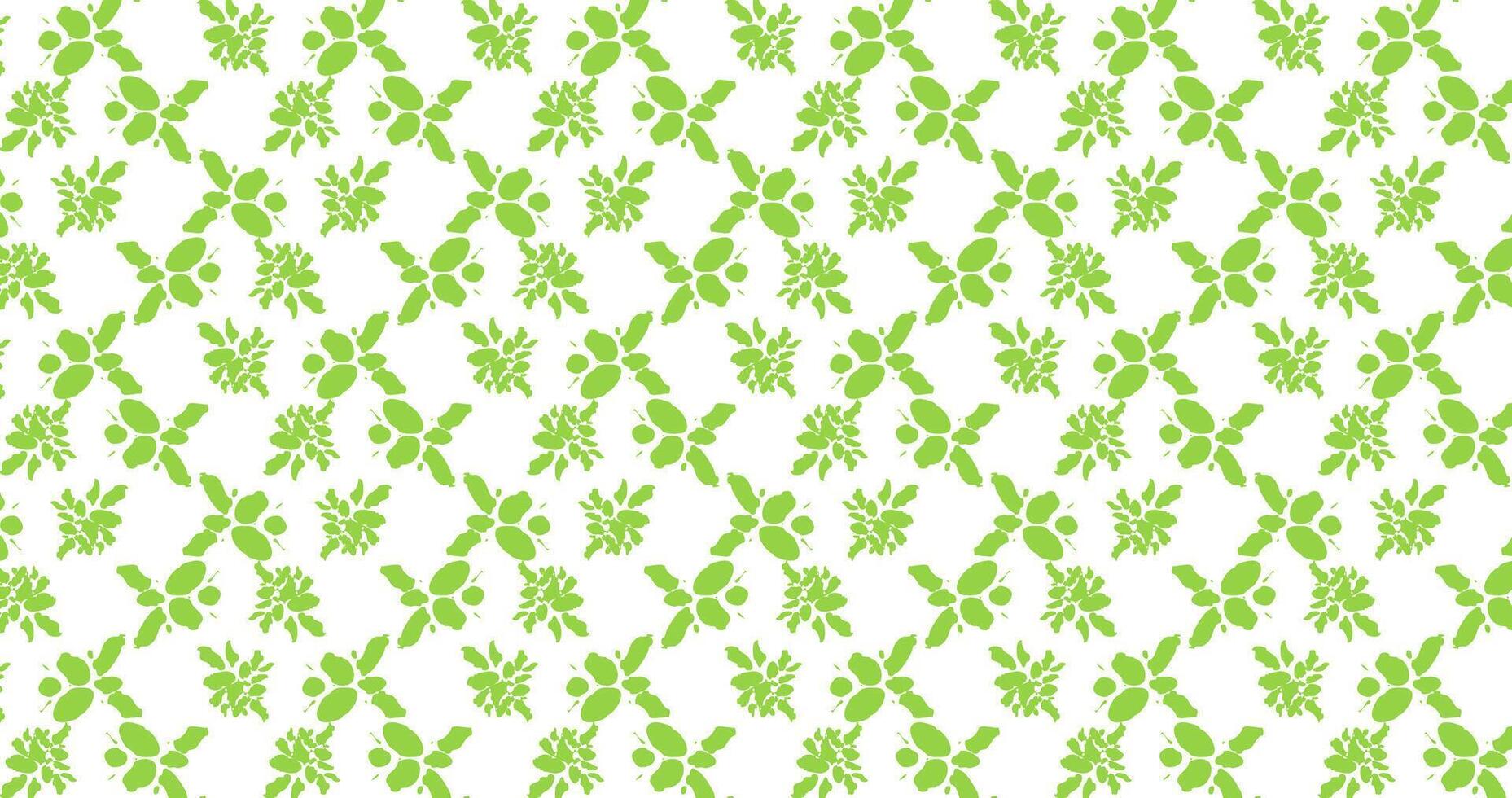 pattern of green flowers and leaves on a white background vector