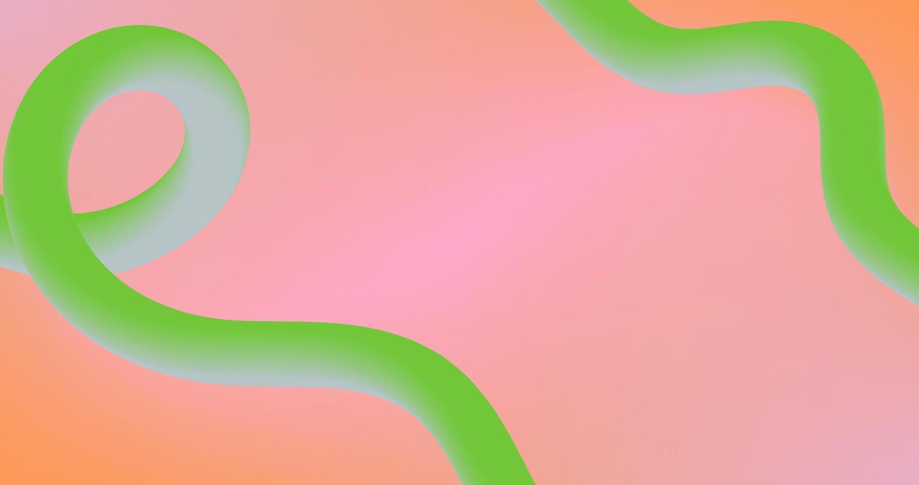 Pink Orange Background and Bright Green Shape Gradient. vector