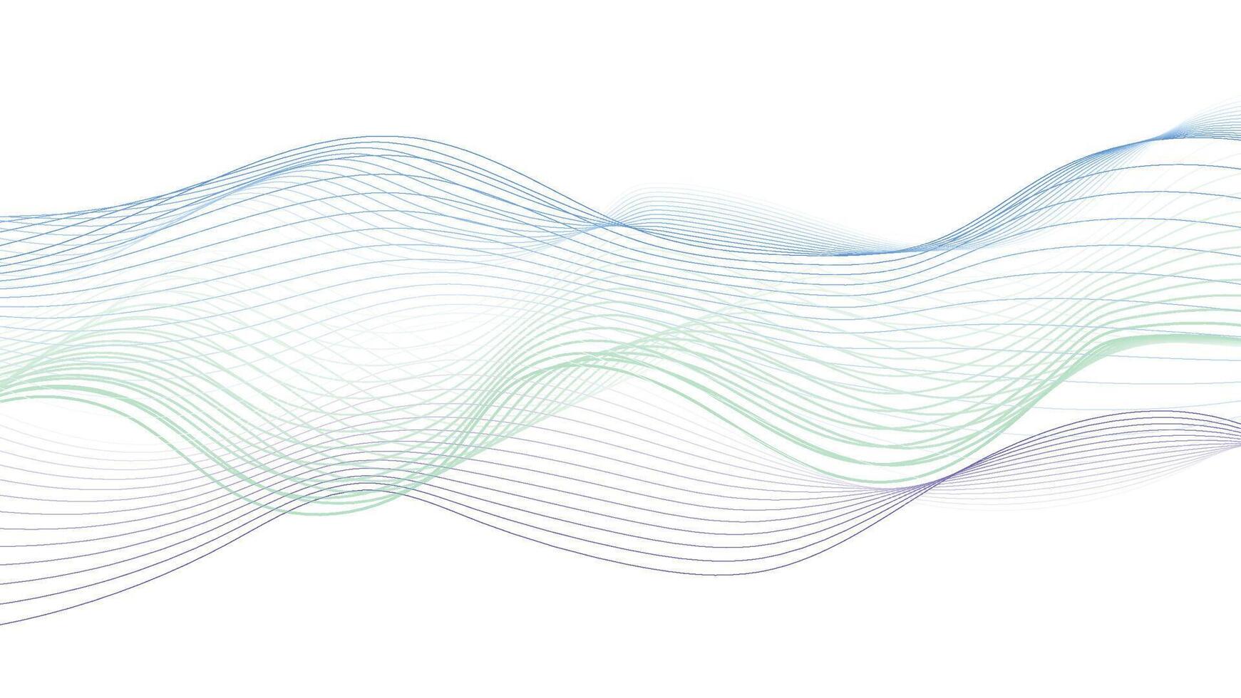Abstract Flowing Waveform with Blue and Green Gradient Lines vector