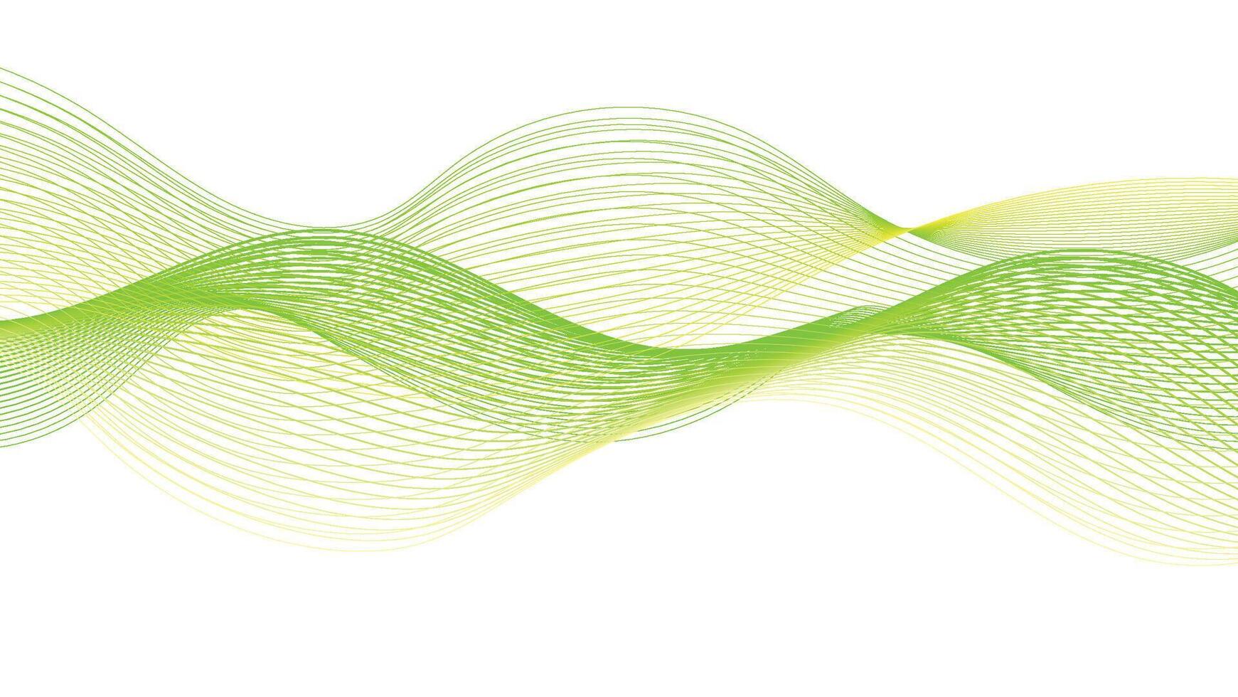 Abstract Green Wave Lines on a White Background vector