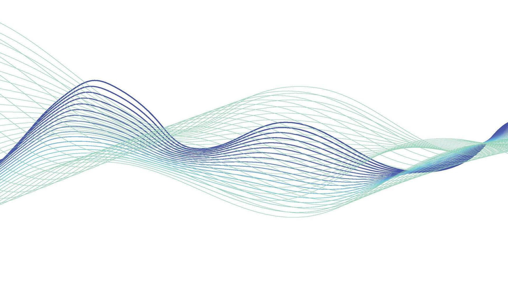 Abstract Blue and Green Wave Lines on White Background vector