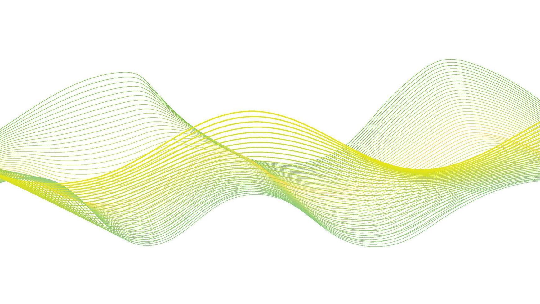 Abstract Digital Wave with Green and Yellow Gradient Lines vector