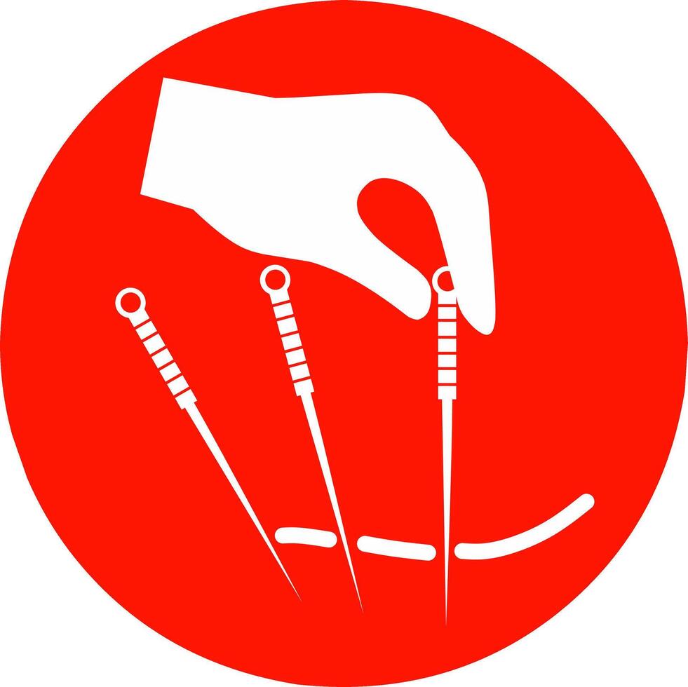 Acupuncture clinic logo with red color background in circle shape illustration. Fit for your clinic logo. vector