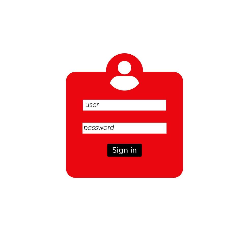 Red online login screen design with user and password input fields vector