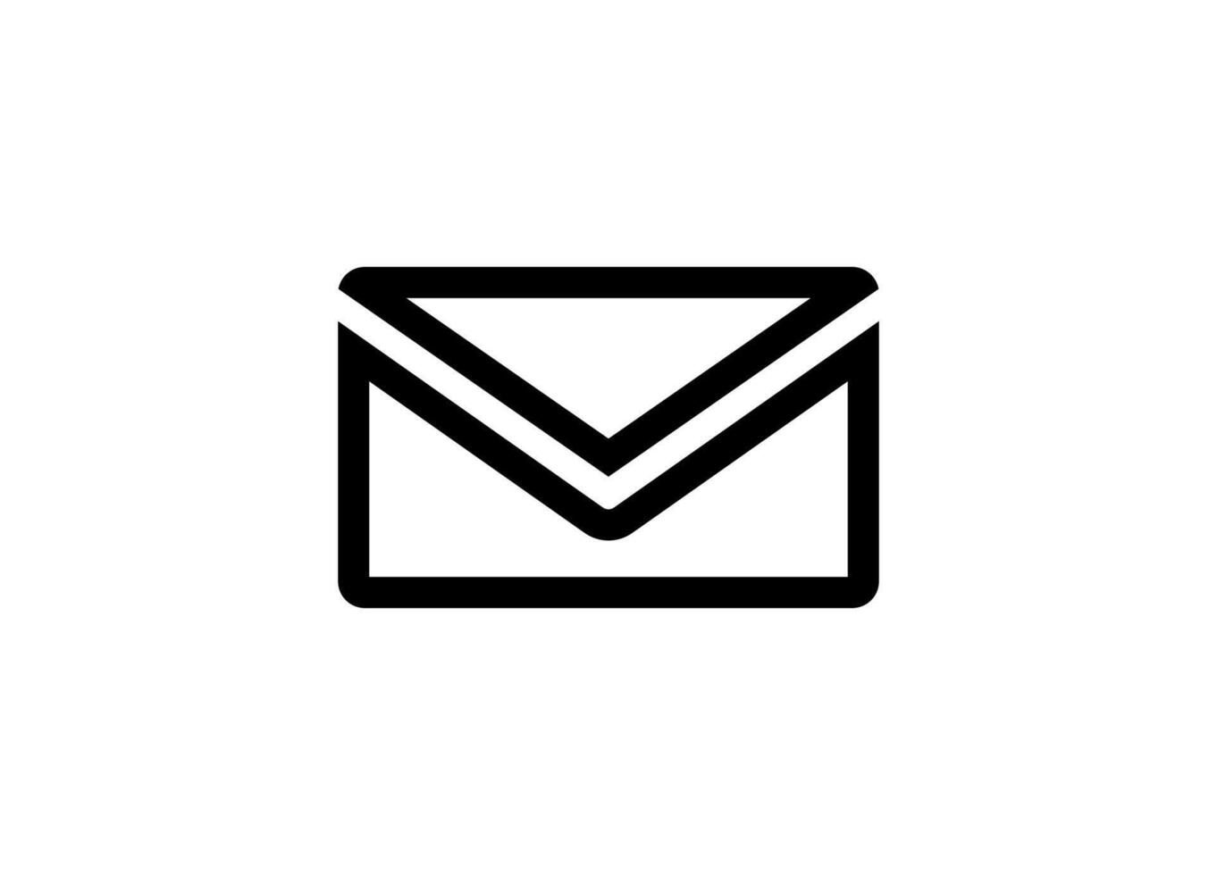 Simple black and white envelope icon with triangular flap and rectangular body vector