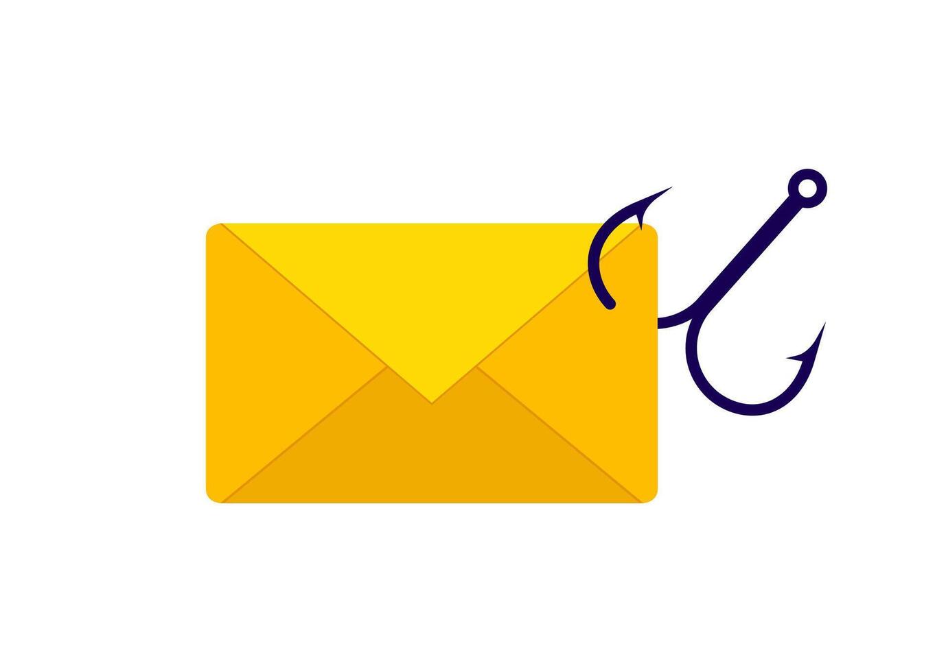 Yellow envelope with fishing hook symbolizing a phishing email cybersecurity threat vector