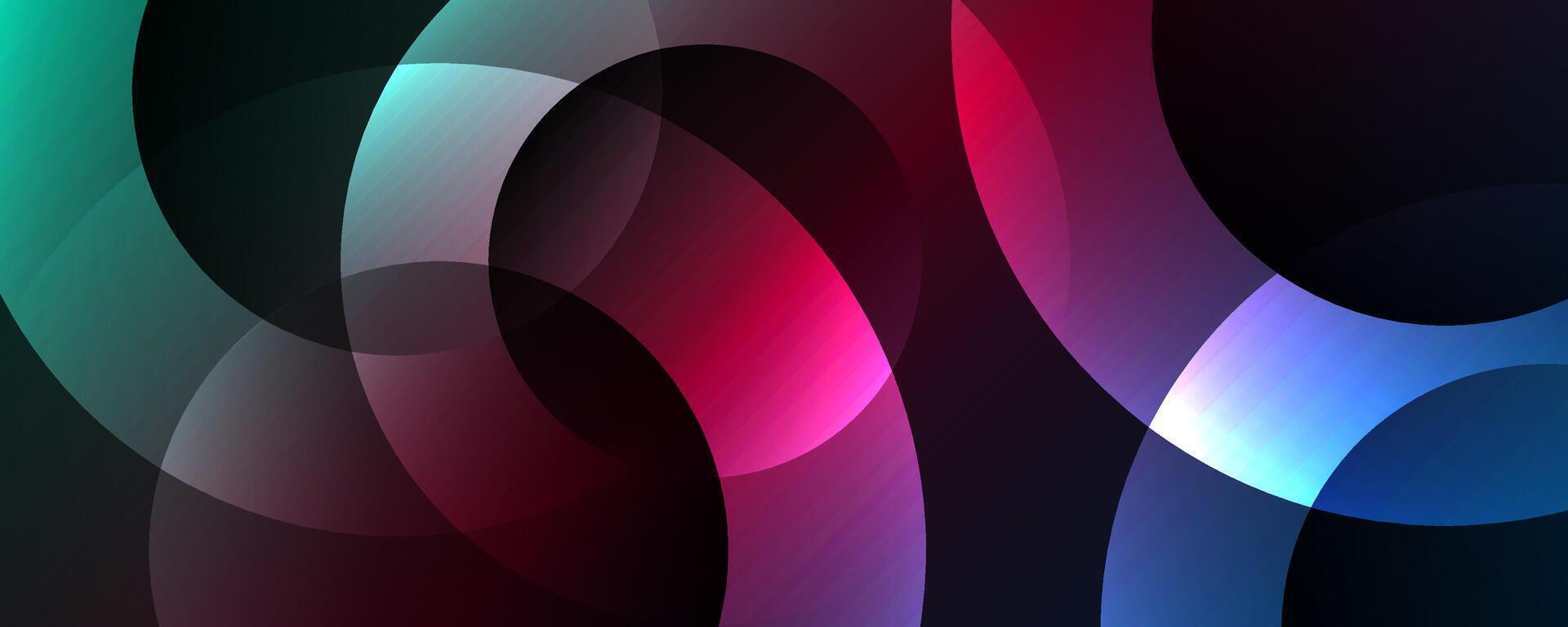 3D colorful geometric abstract background overlap layer on dark space with circles effect decoration. Modern graphic design element cutout style concept for web banner, flyer, card, or brochure cover vector