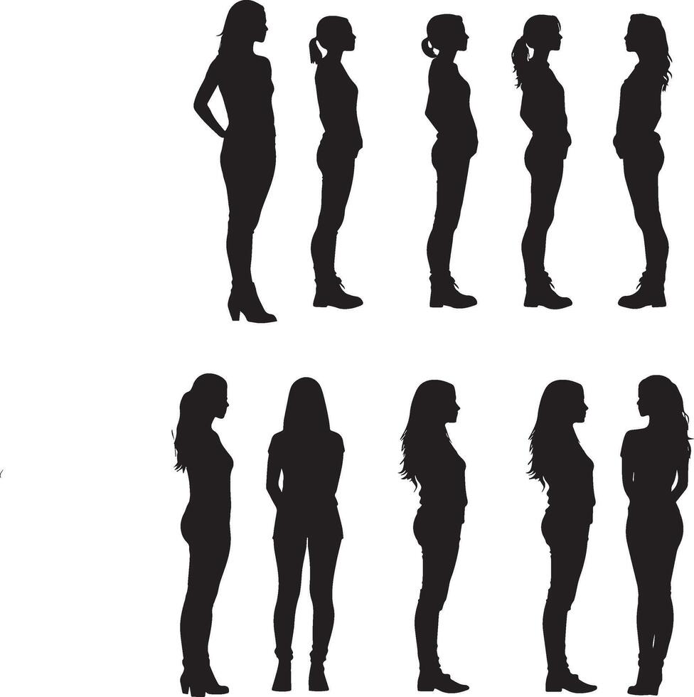 Women set standing vector