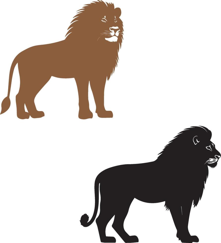 Set of Big Lion Standing colorful vector