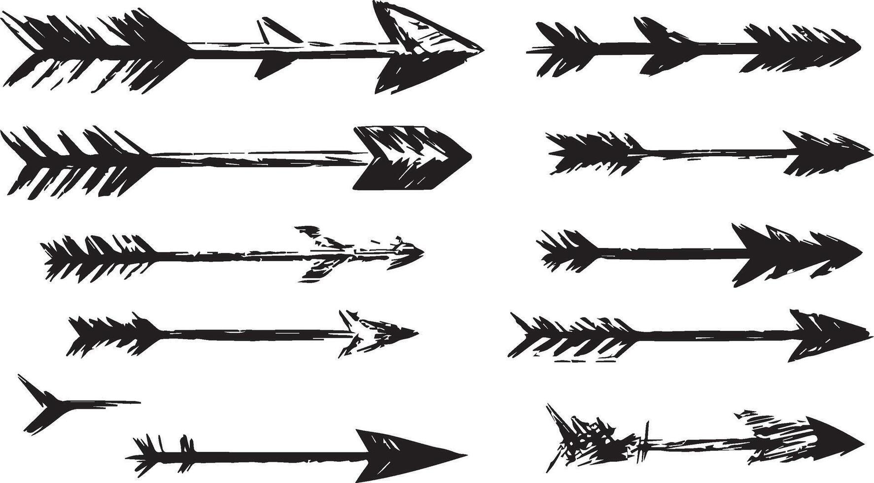 Set of charcoal arrows side direction vector