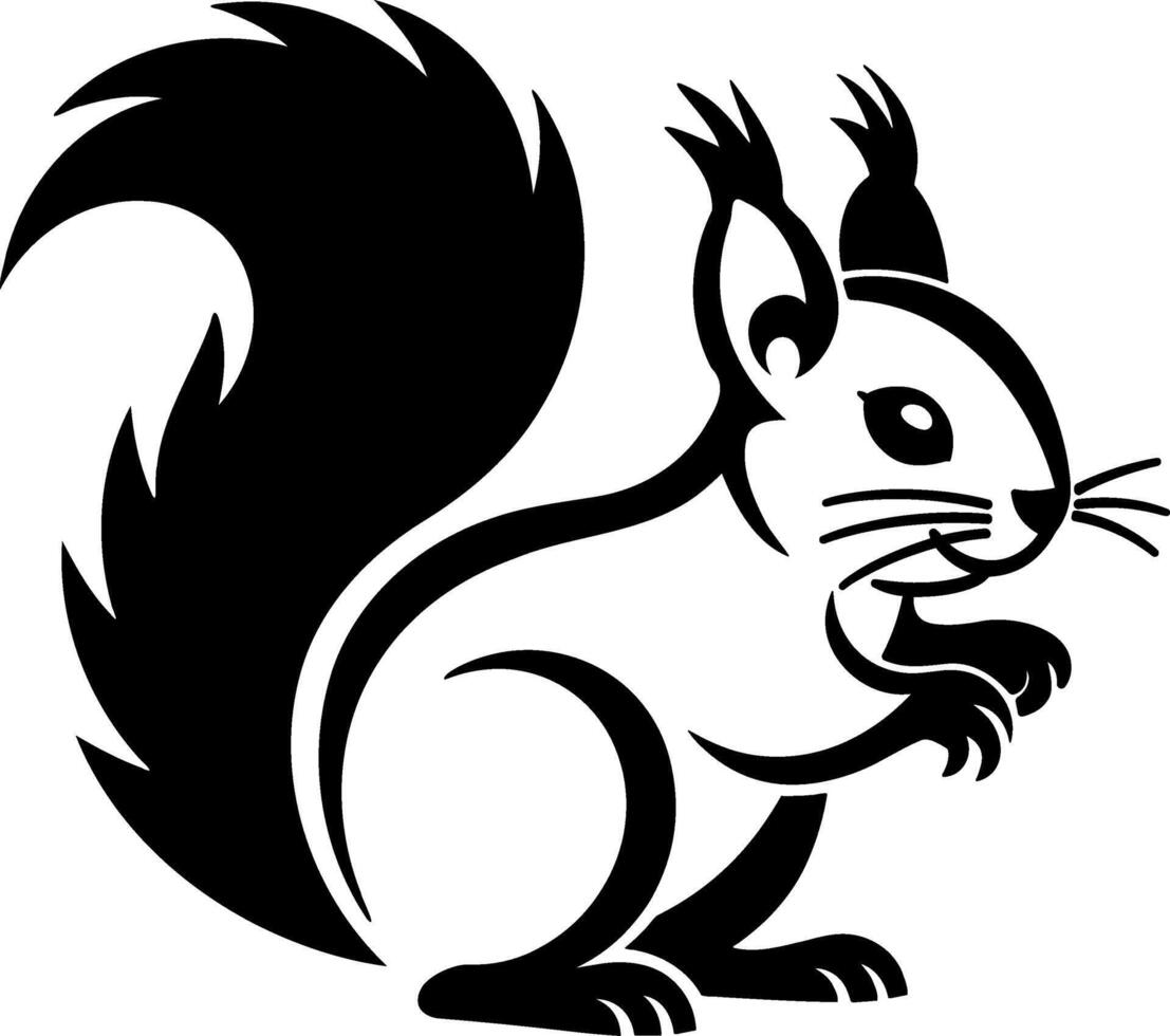 Cute Squirrel Silhouette with Big Tail vector