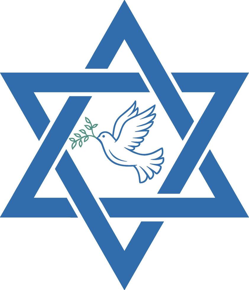 Star of David with Dove and Olive Branch Symbol Clipart vector