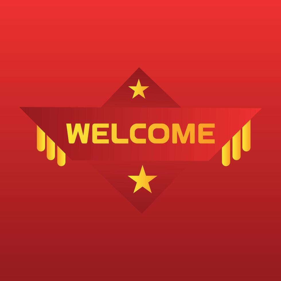 Luxary Welcome lettering sign in modern shape lettering on red gradient background vector