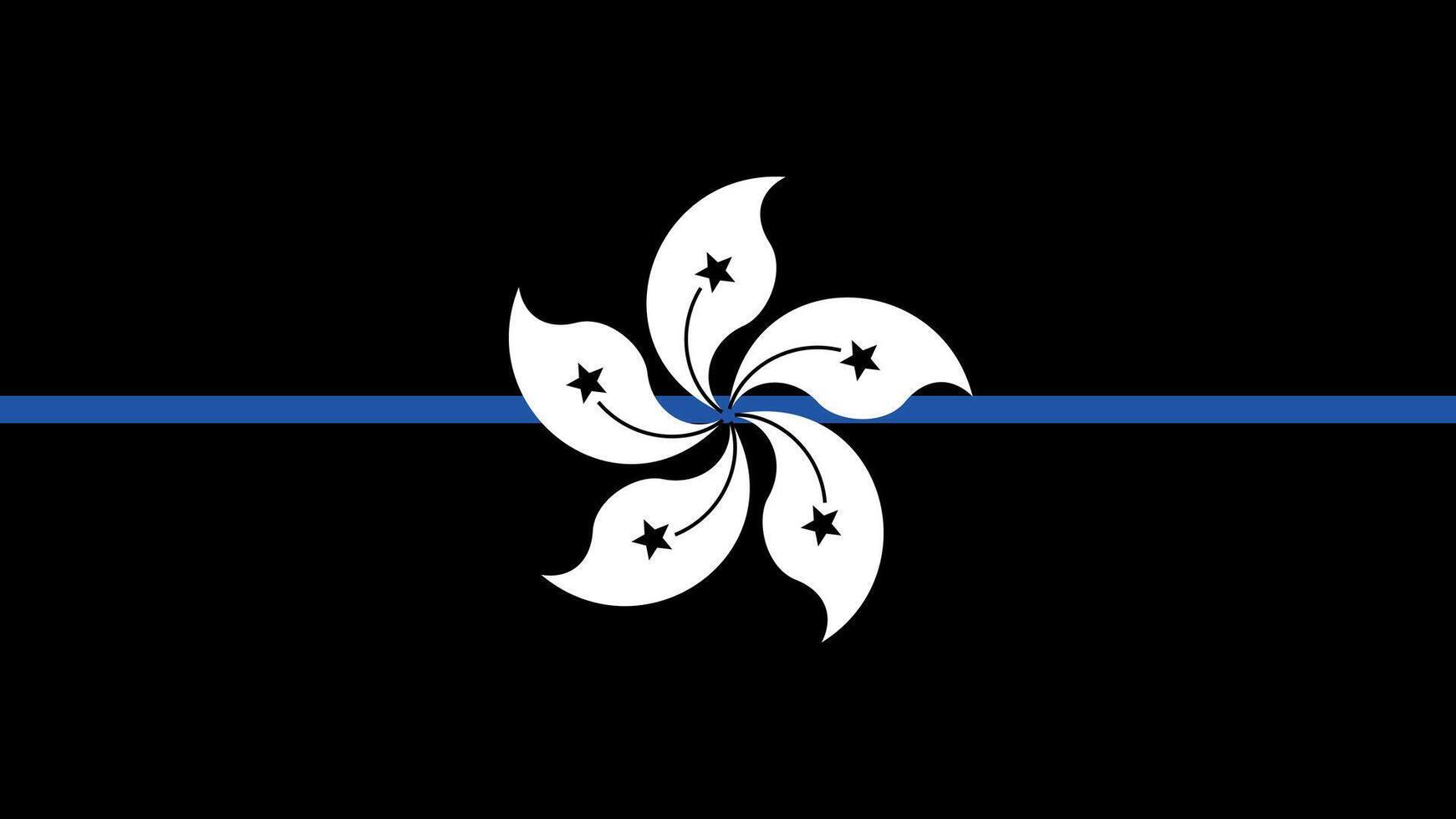 Thin Blue Line Hong Kong High Quality Flag Clipart, Flag Icon, Illustration, Premium Quality Digital Download vector