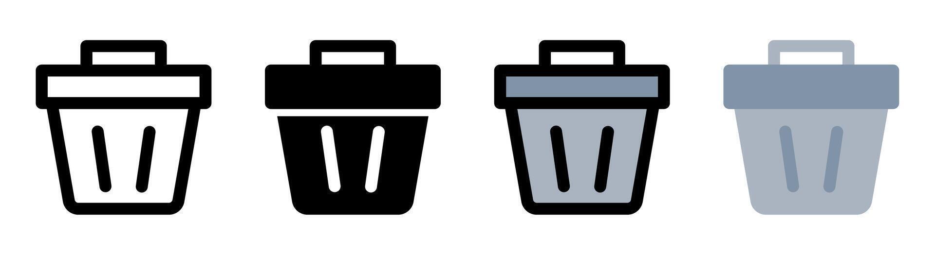 The stylish trash can icon features a clean, minimalist aesthetic. Perfect for environmental, recycling, and waste reduction themes. vector