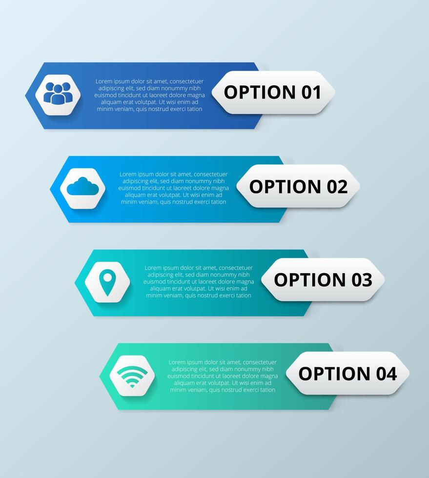 Infographic template with four options for cloud computing vector