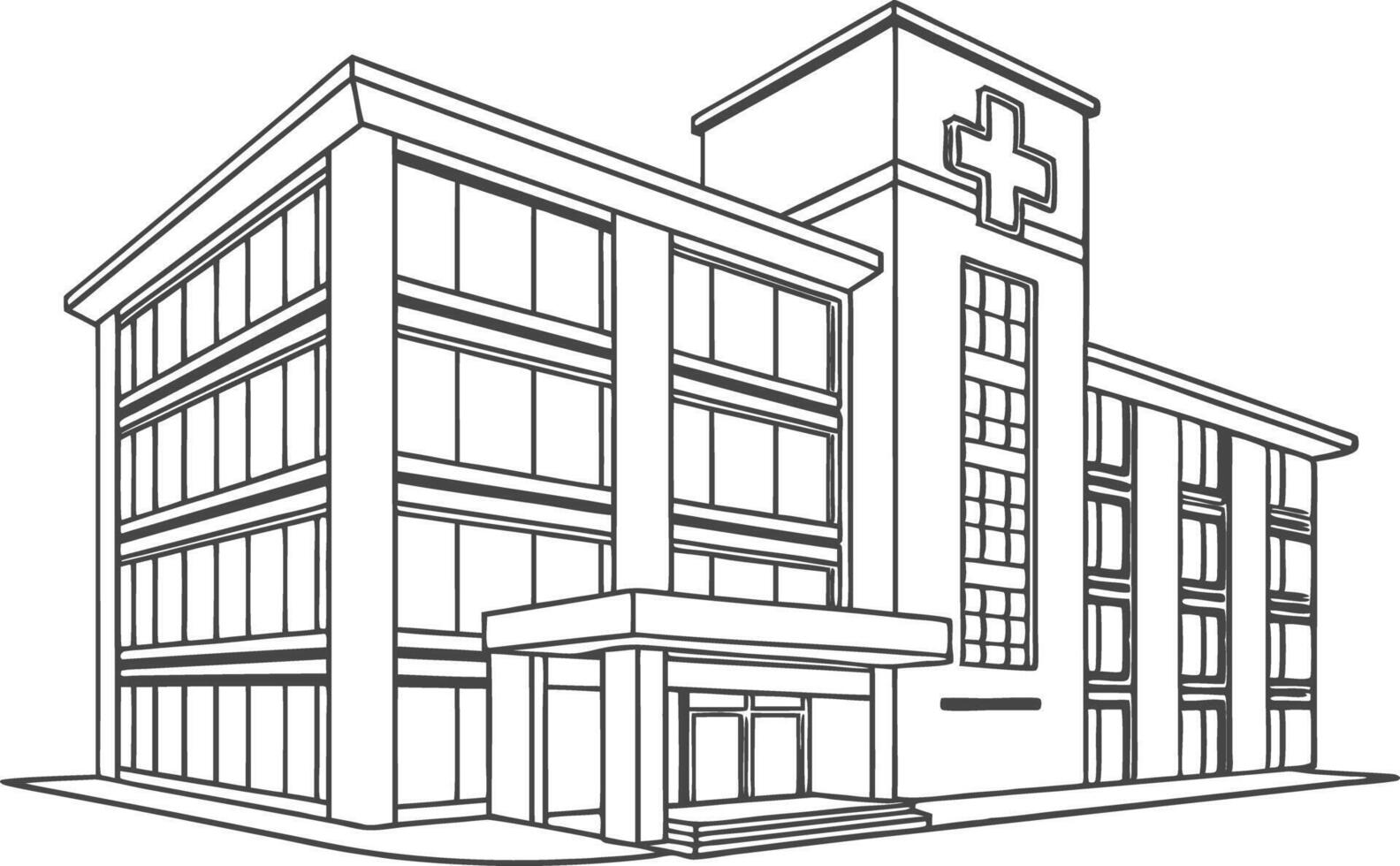 Hospital Building Black line vector