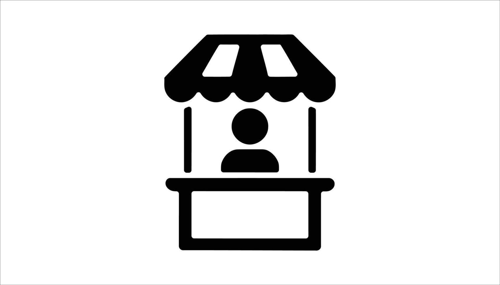 Market Stall Icon with Seller. vector