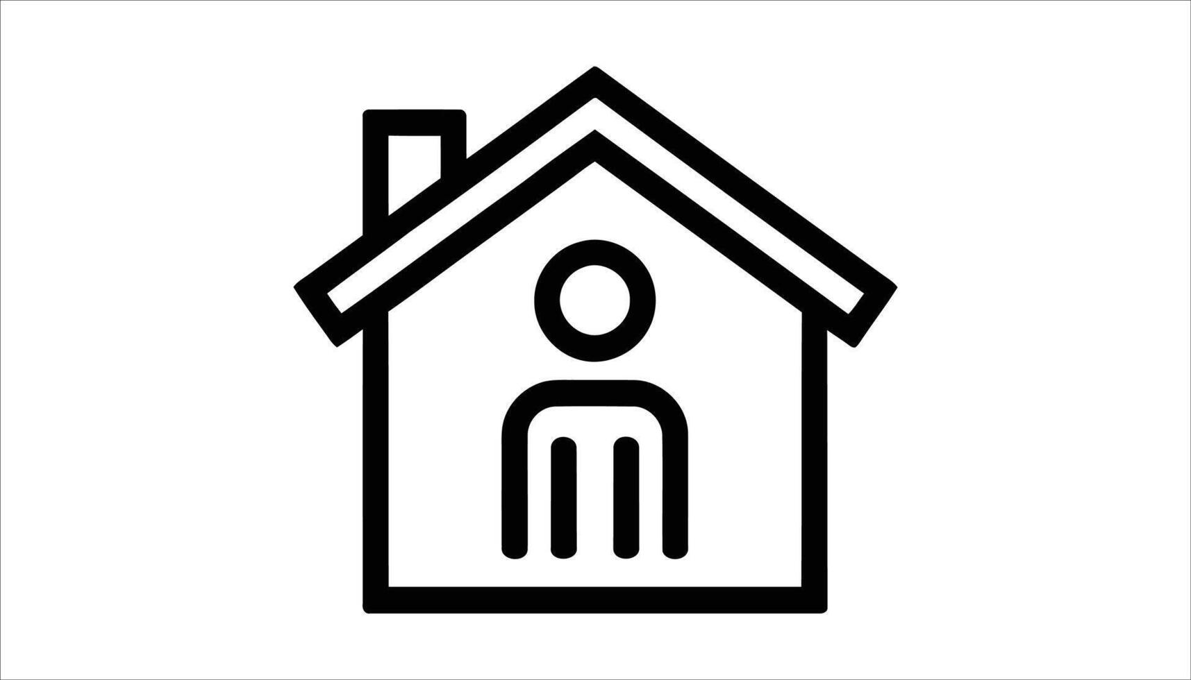 Simple House with Person Icon Design. vector
