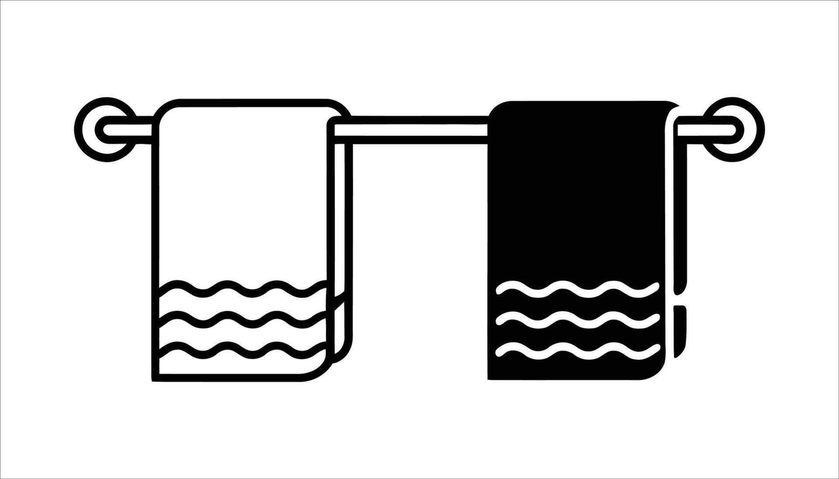 Towel Rack with Two Towels. vector