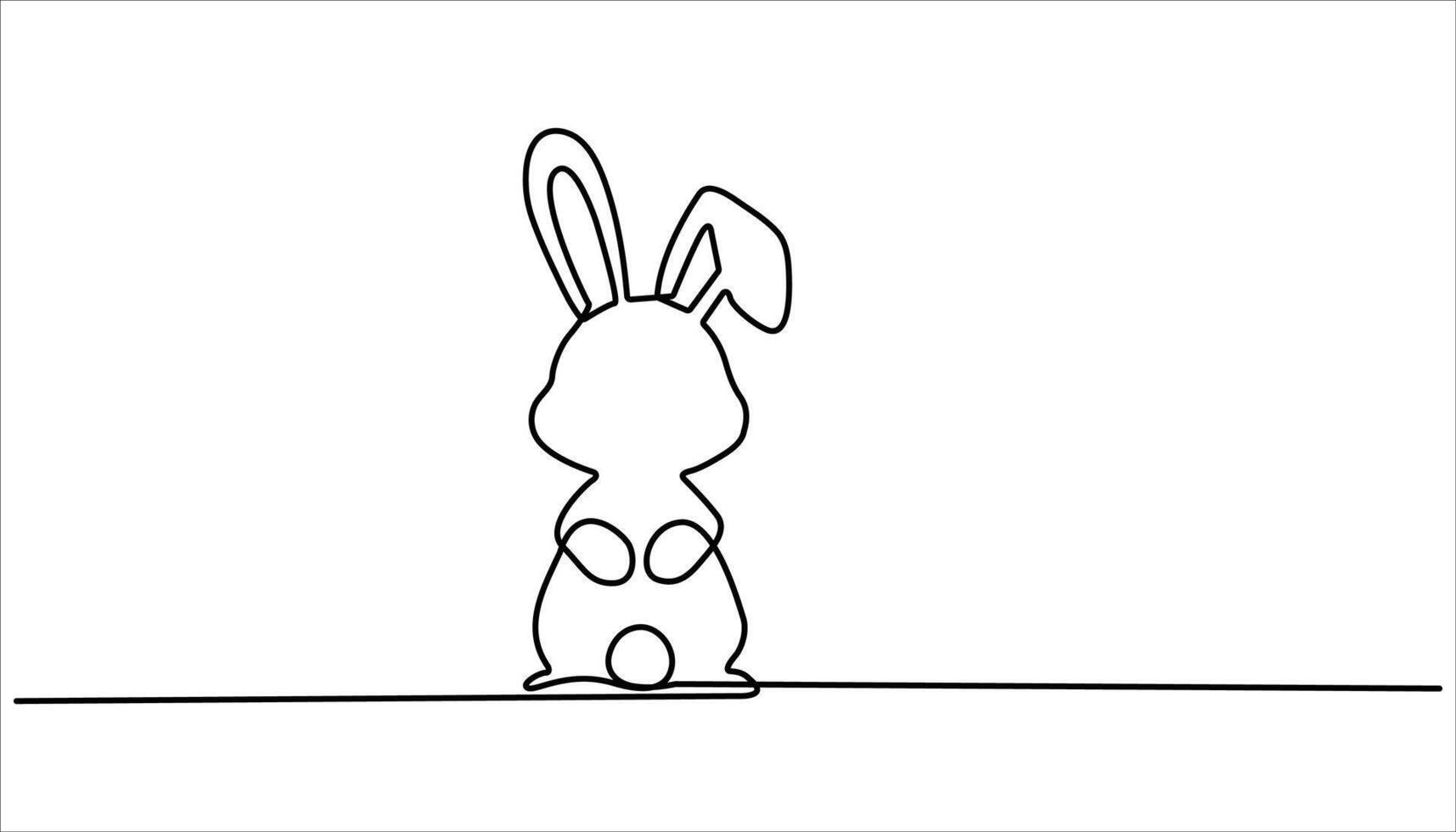 Easter Bunny continuous one line drawing. Easter holiday decoration. Rabbit Doodle Black on White Illustration. vector