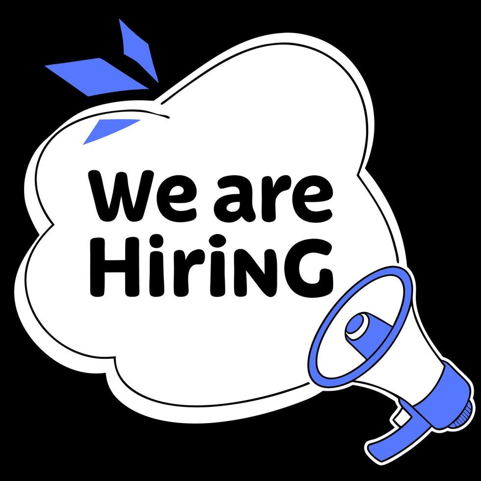 We are hiring logo with megaphone vector