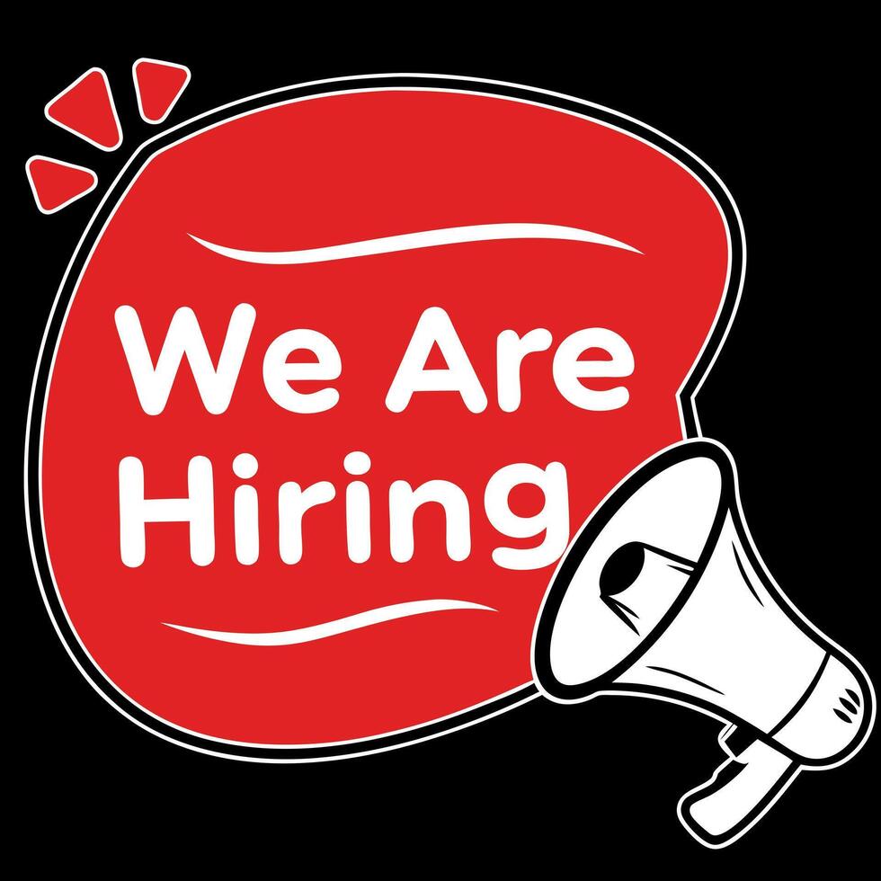 We are hiring logo with a white megaphone vector