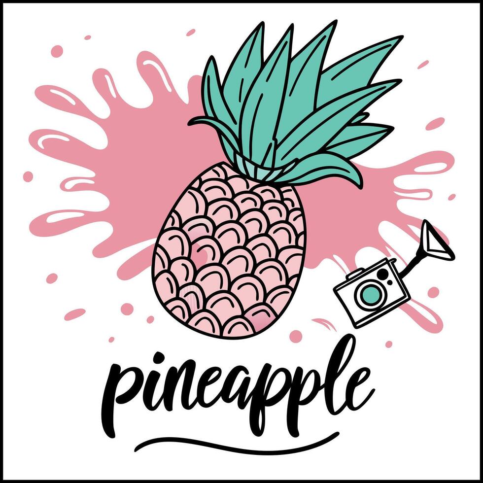 Nice New T-Shirt Design- a pineapple with the word pineapple on it vector