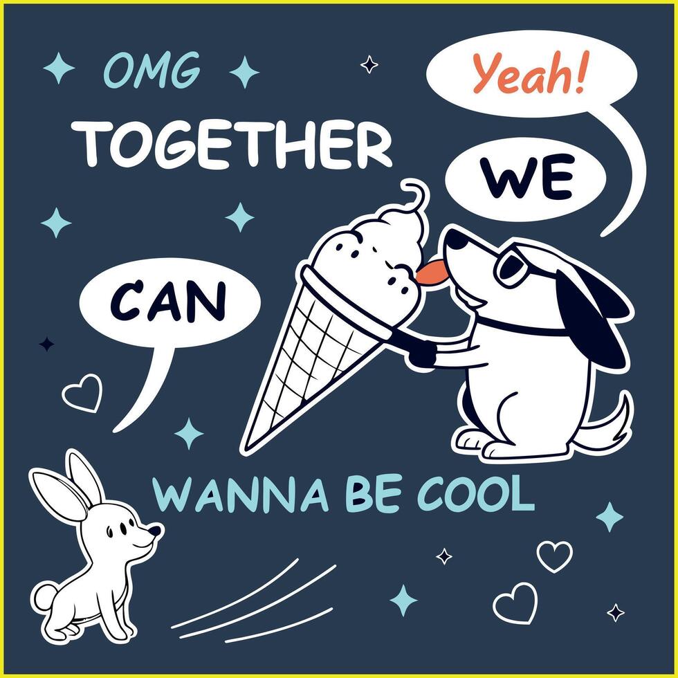 together we can wanna be cool-New T-Shirt Design vector