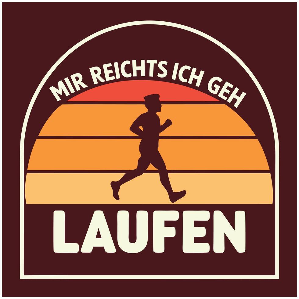 Mir Reichts- German Runner Tee - Retro Sunset Jogging Design vector