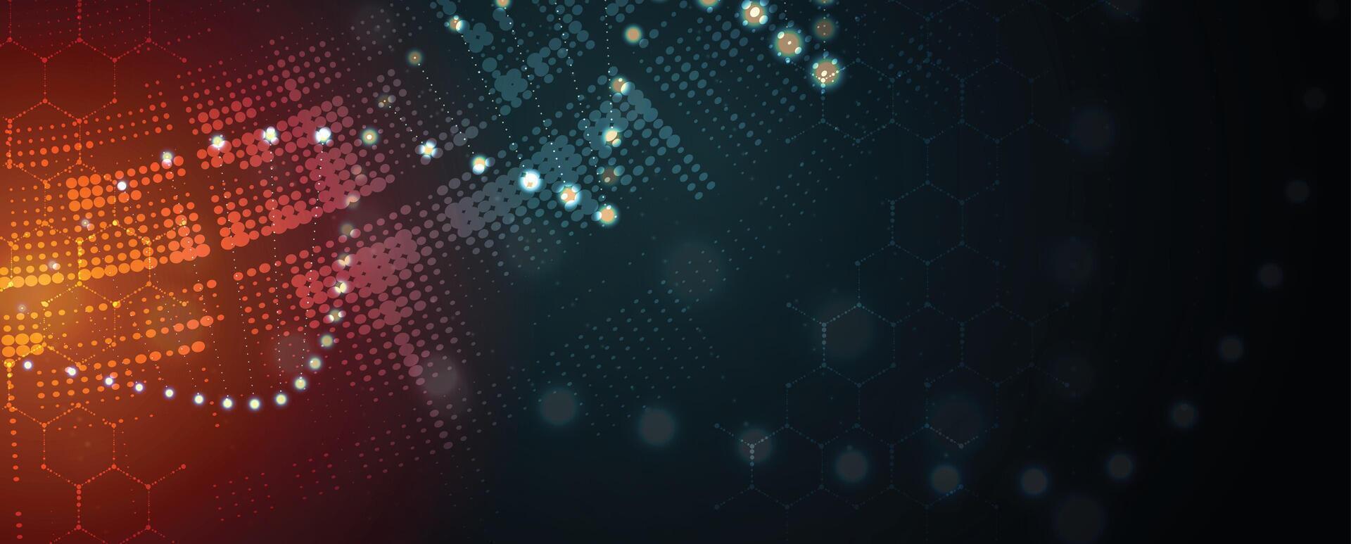 abstract DNA technology background with glowing lines vector