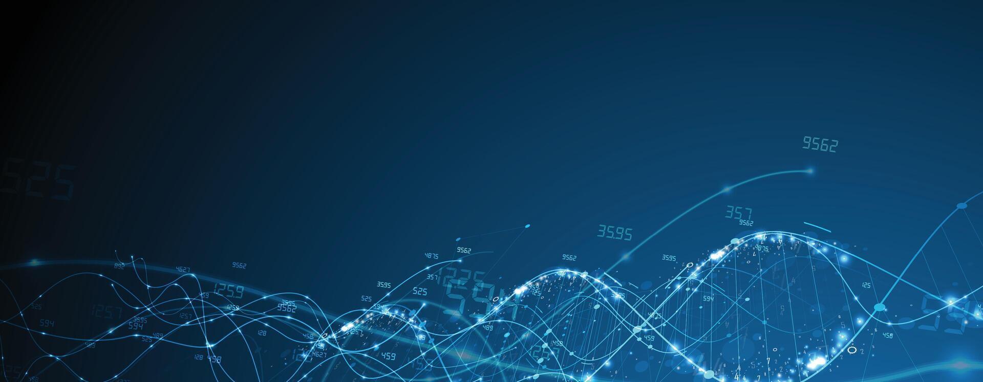dna technology background with blue lines and dots vector