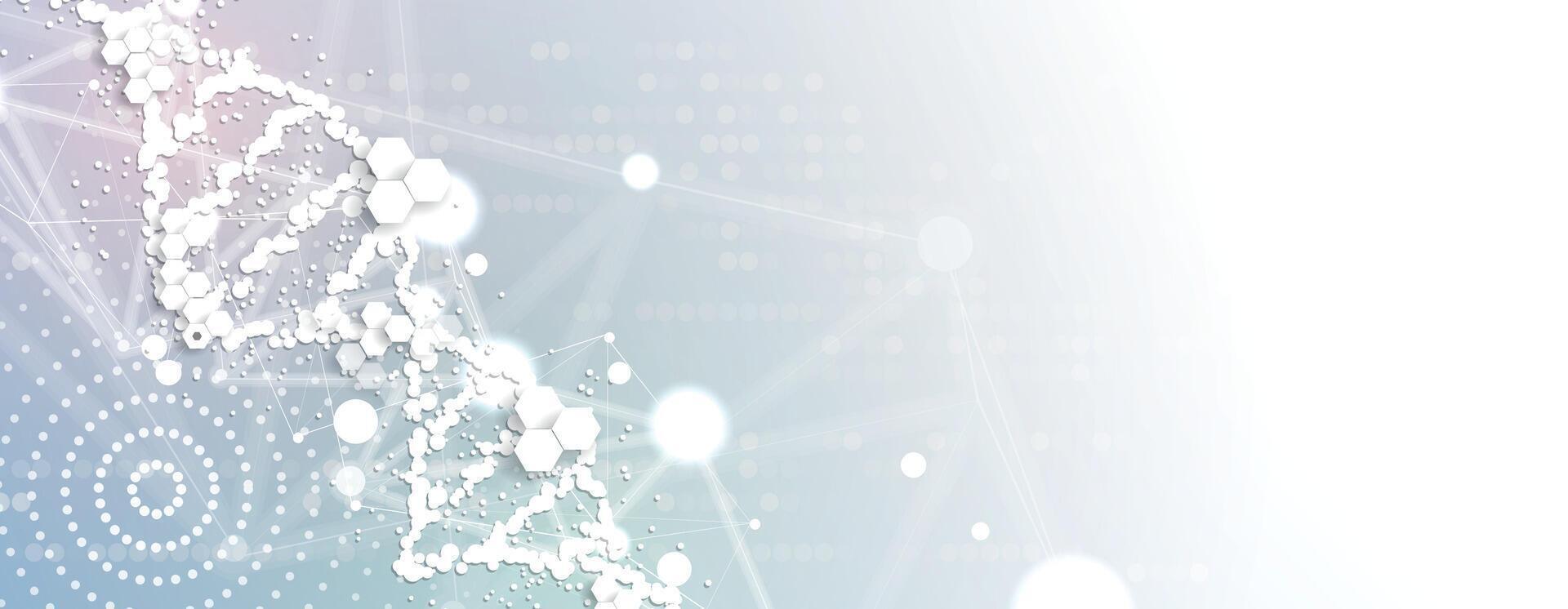 dna molecule abstract background with dots and lines vector