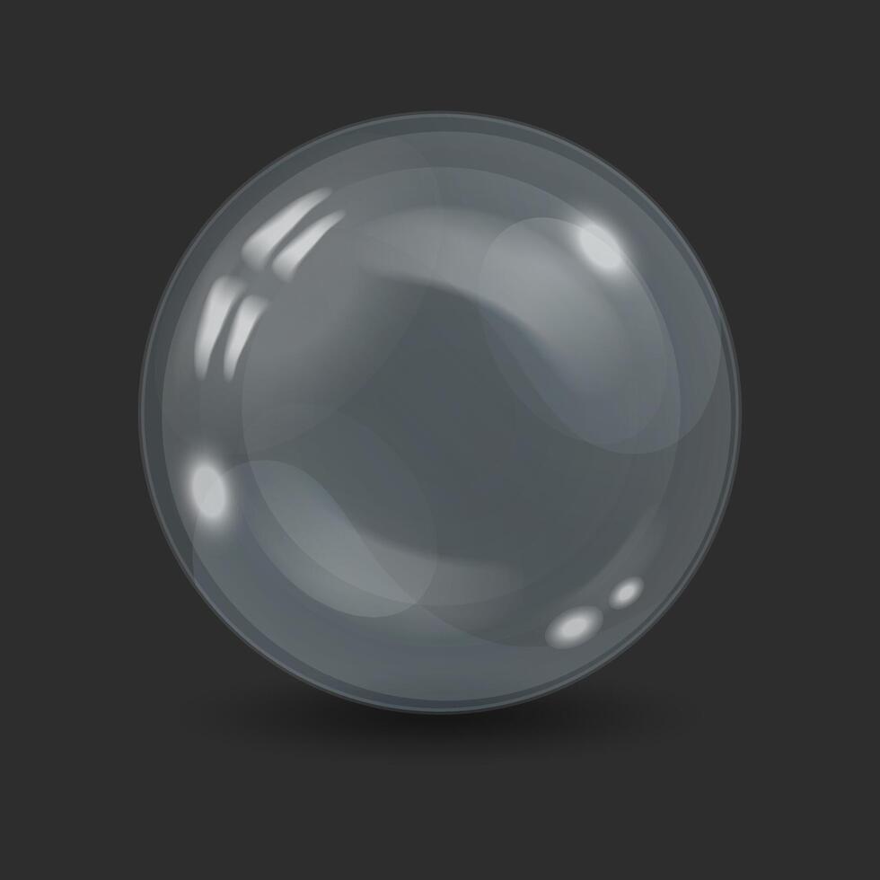 Drop of serum lotion cleansing foam for face care, transparent air soap bubble on black background vector