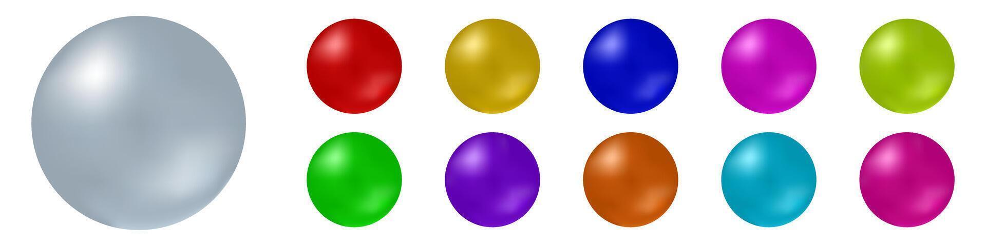 Colored 3d balls set, volume sphere on a white background with shadows vector