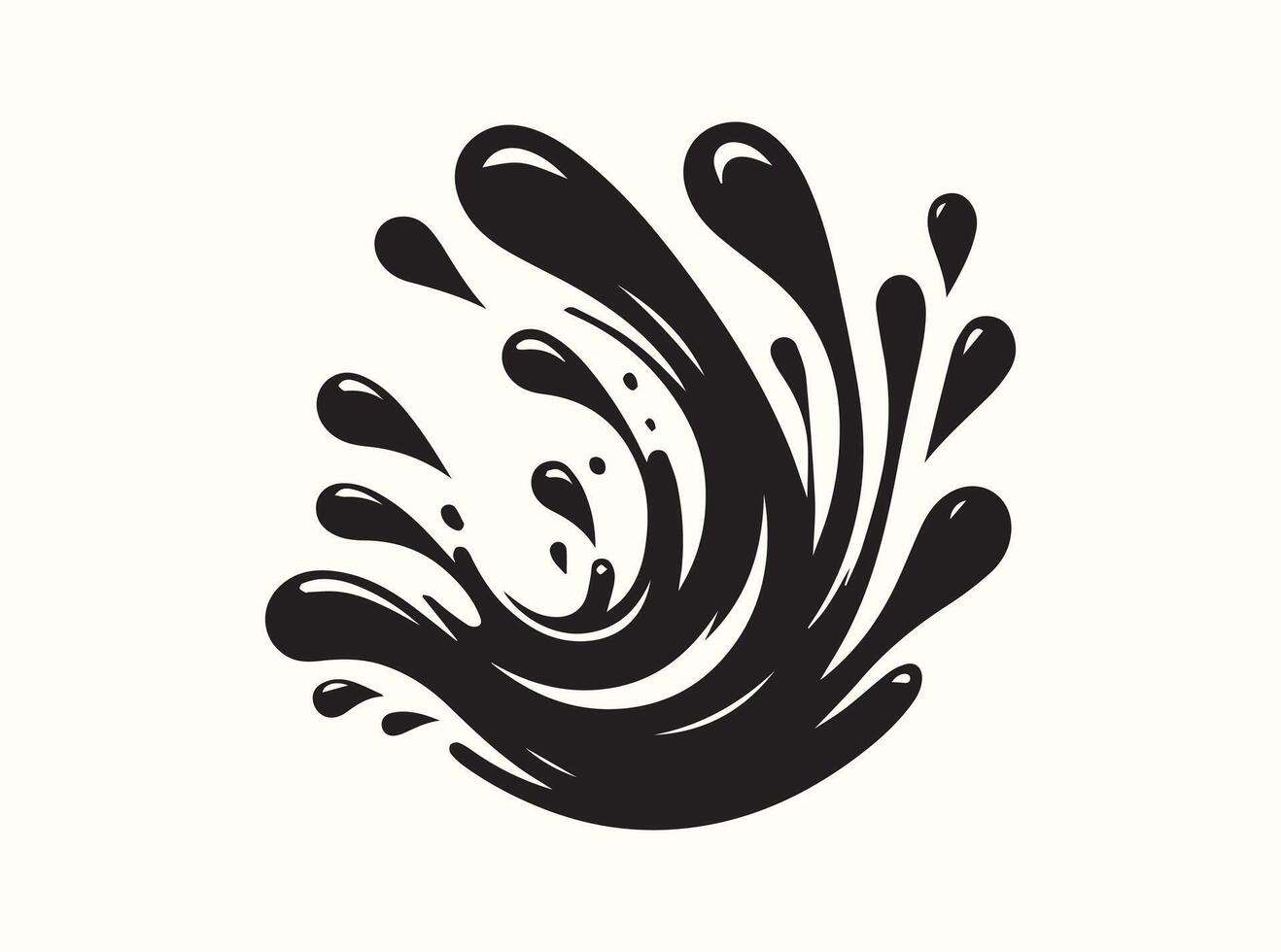 High-Contrast Black Silhouette of Water Splashing vector