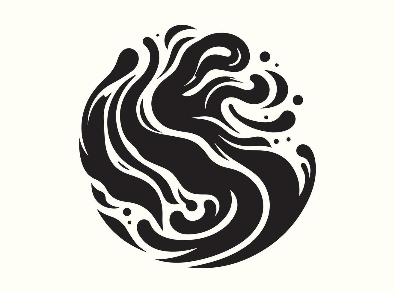 Aesthetic Flowing Forms in Black Silhouette vector