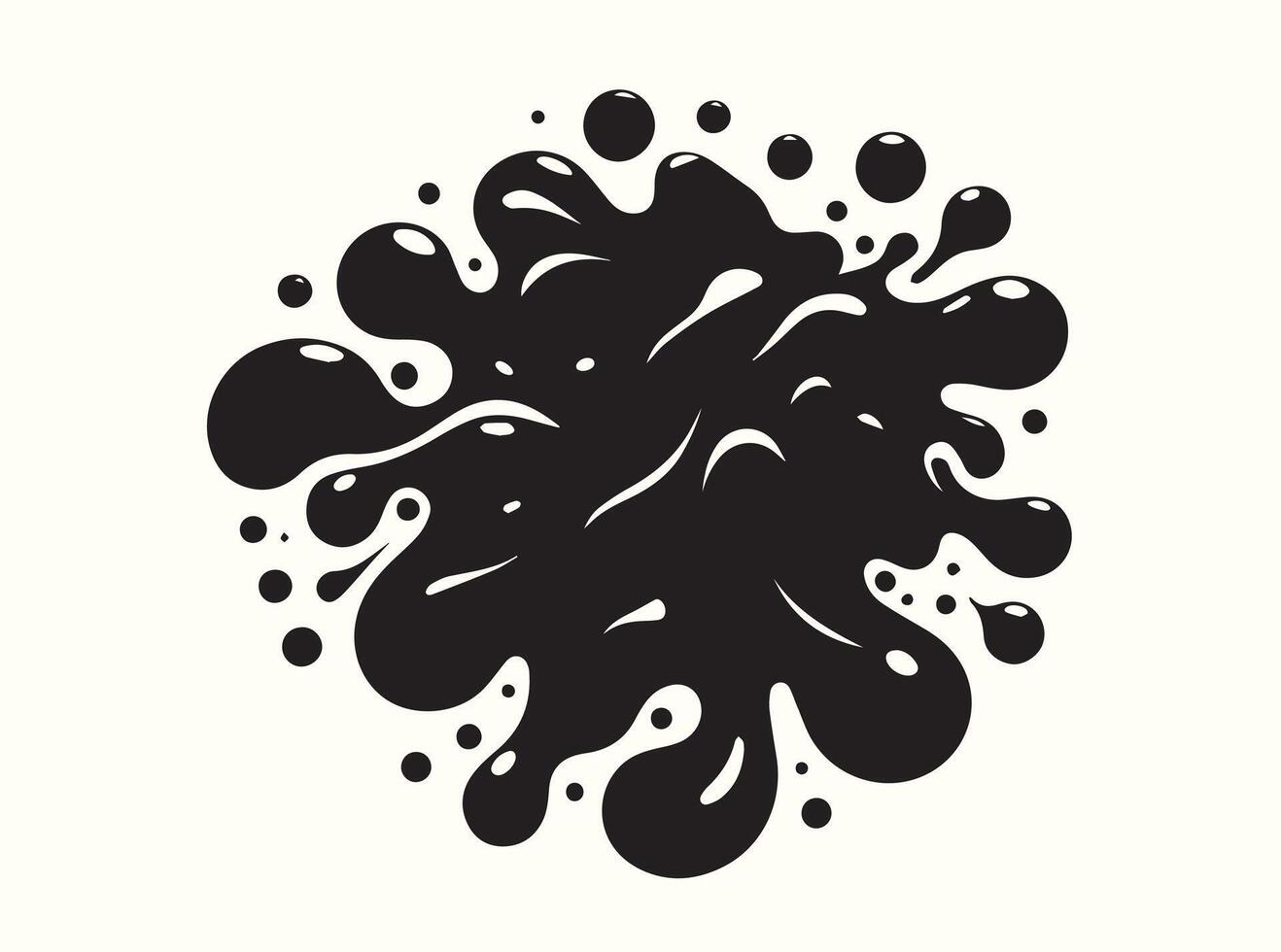 Messy Black Ink Blotch with Organic Flow vector