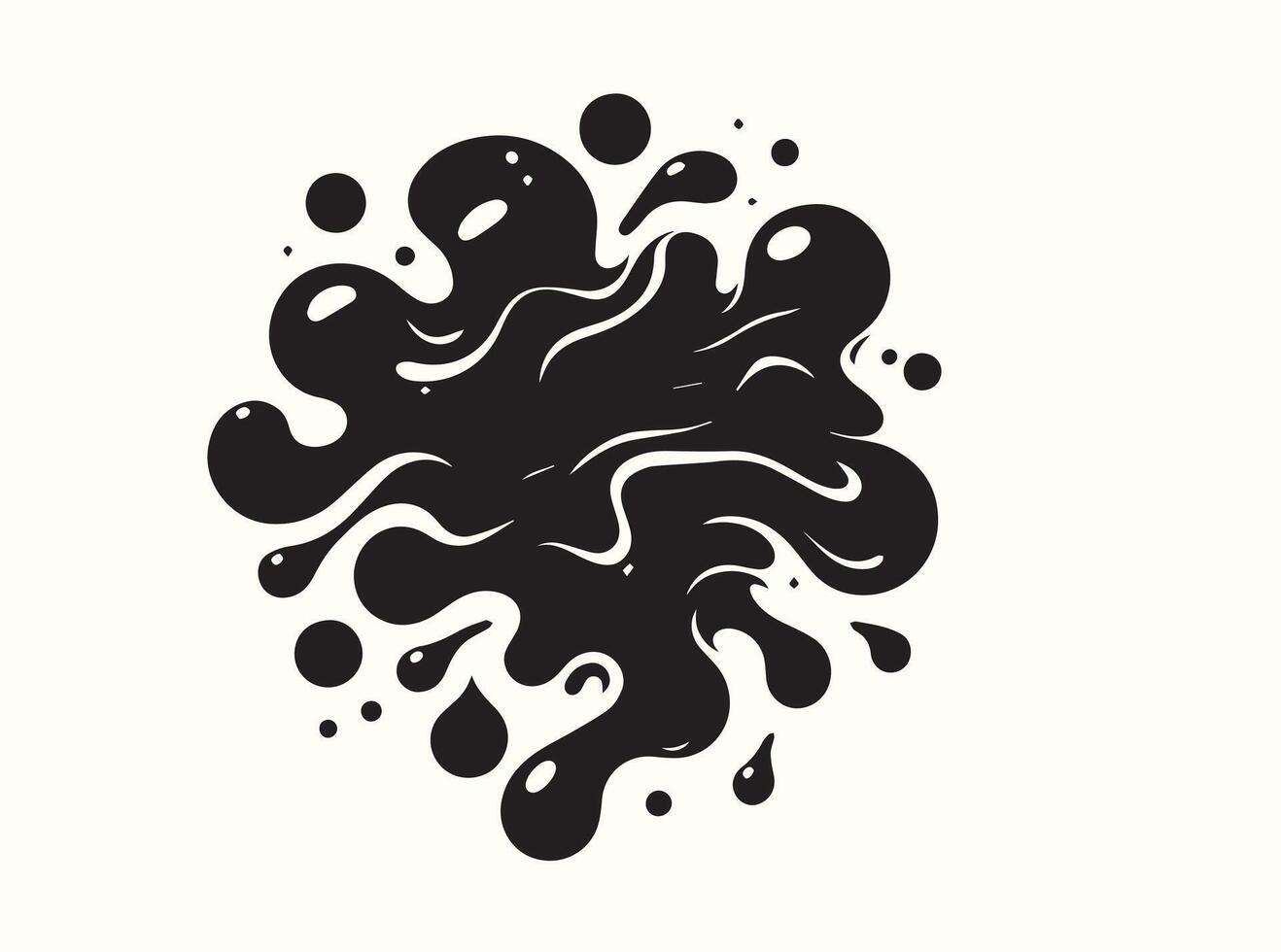 Abstract Liquid Black Irregular Blotch Shape on White vector