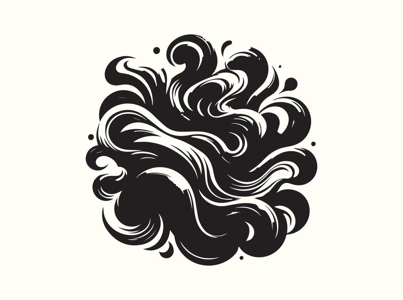 Flowing Forms Abstract Silhouette in Black vector