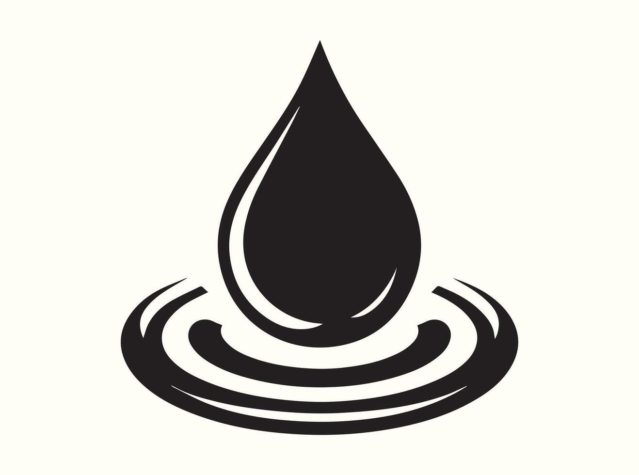 Single Water Drop Falling into a Ripple Effect vector