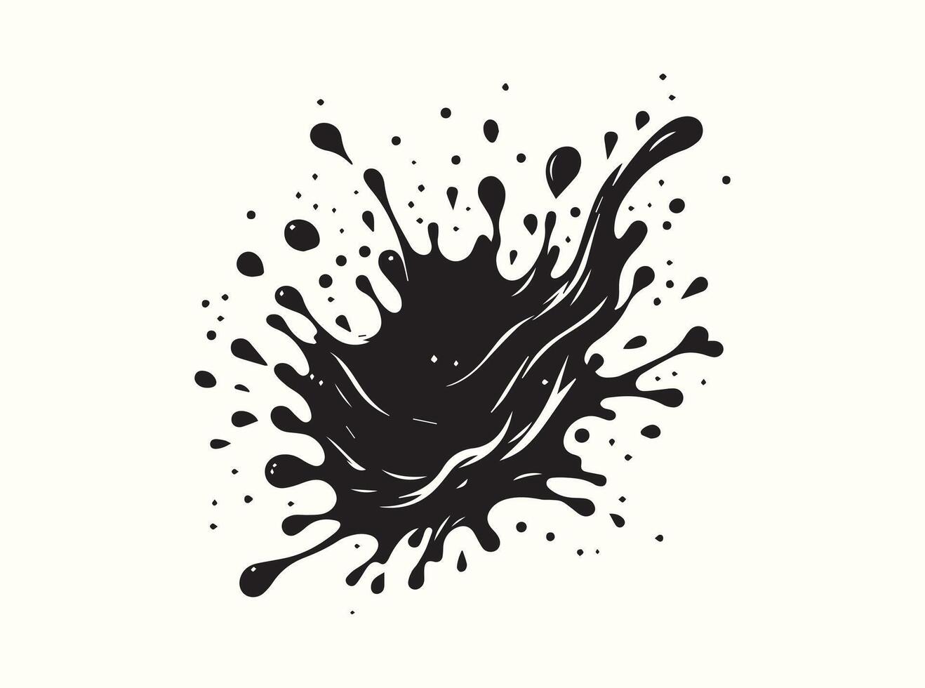Solid Black Ink Splash Silhouette on a White Background vector
