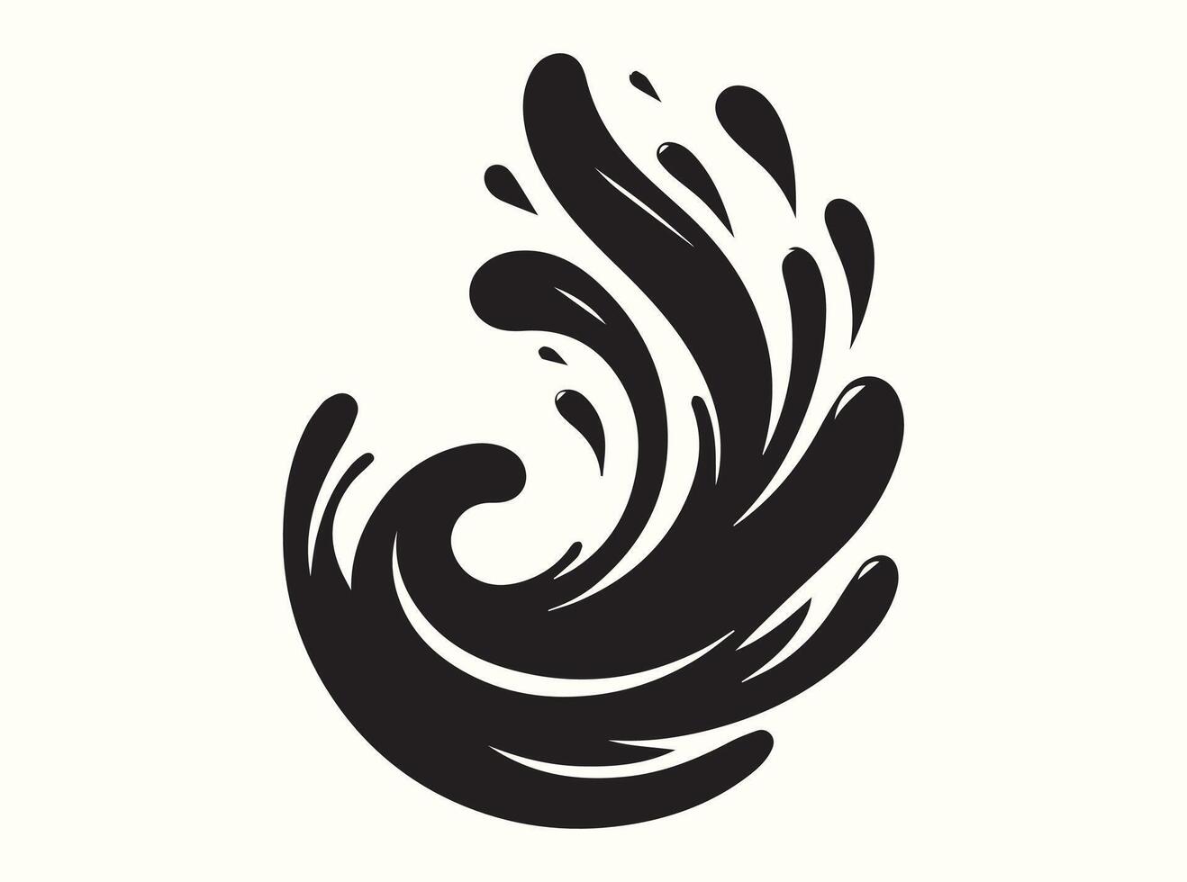 Isolated Water Splash Silhouette with Smooth Curves vector