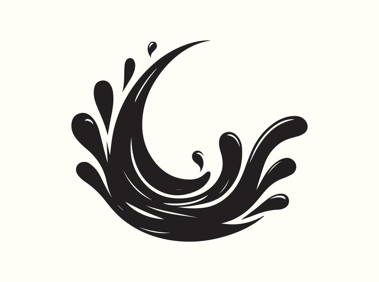 Organic Water Splash Shape in Monochrome Silhouette vector