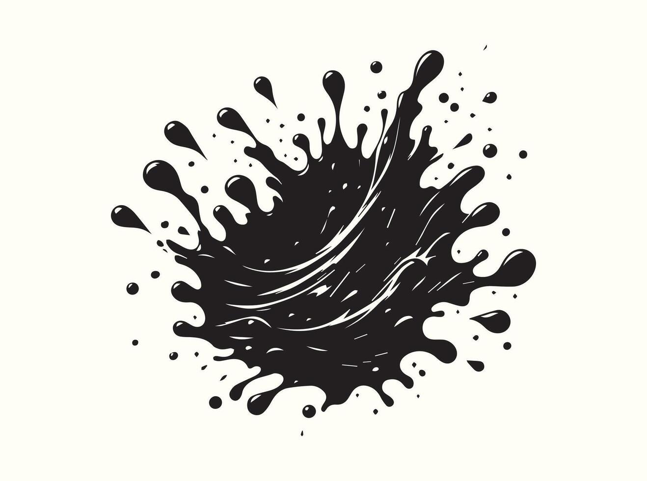 Solid Black Paint Splash Silhouette Isolated on White vector