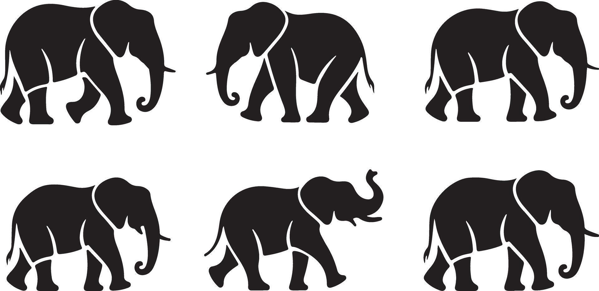 Black Elephant silhouettes set vector